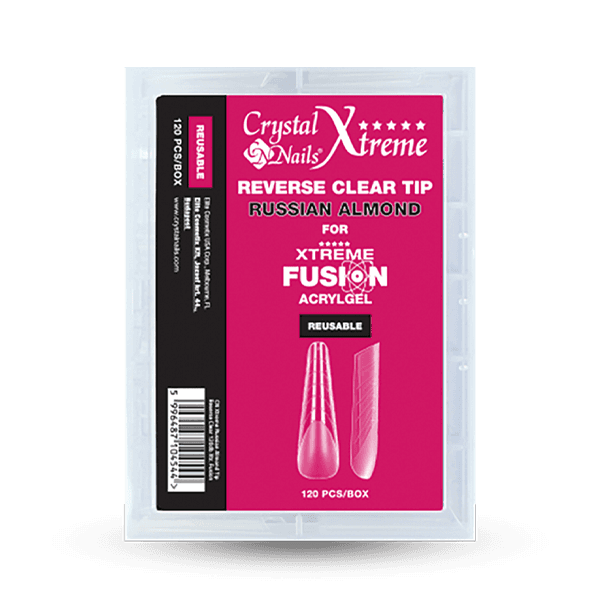 CN Xtreme Russian Almond Reverse Clear Tip Xtreme Fusion AcrylGel-hez - 120db 