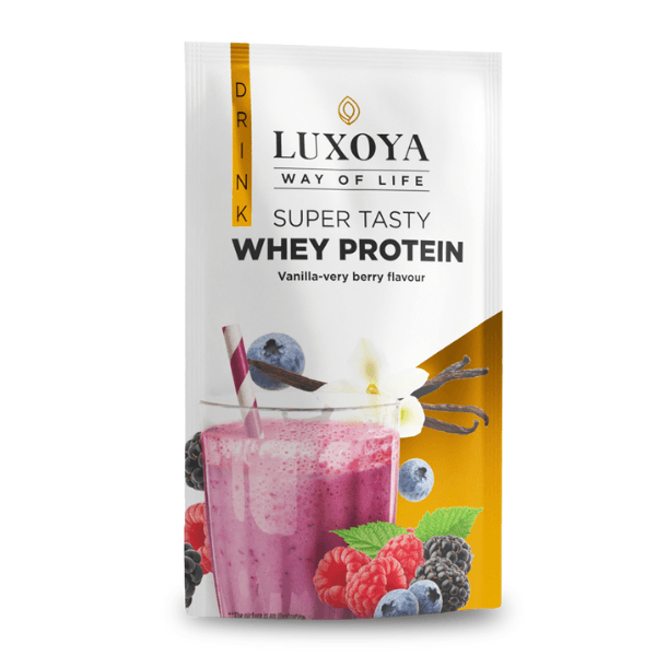 SUPER TASTY WHEY PROTEIN - PRÉMIUM FEHÉRJE ITALPOR 30 g - Vanília-erdei gyümölcs ízű