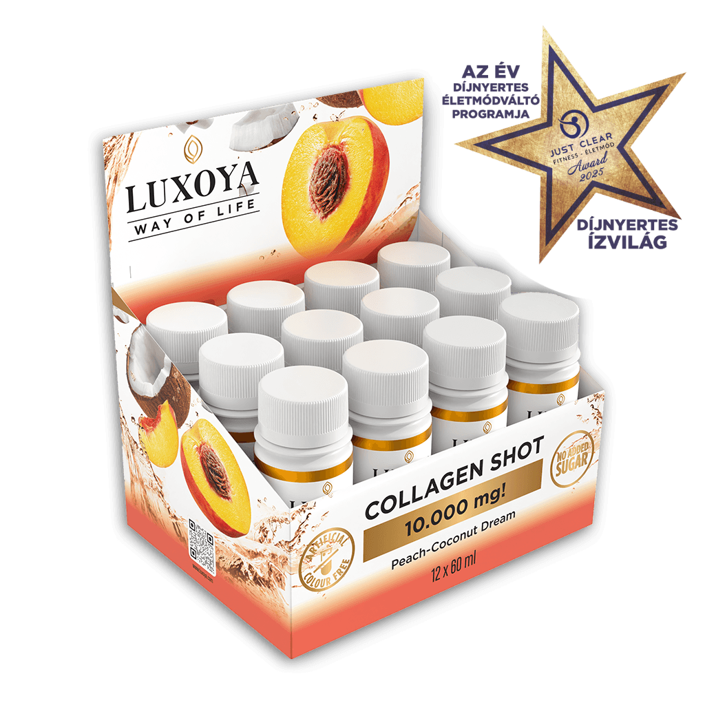 COLLAGEN SHOT 10.000 mg FOLYÉKONY KOLLAGÉN 12x60 ml gyűjtődoboz - Őszibarack-kókusz ízű