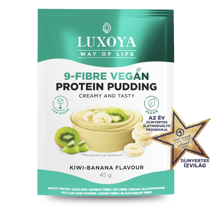 9-FIBRE VEGAN PROTEIN PUDDING - VEGÁN FEHÉRJÉT TARTALMAZÓ ROSTPUDING 9 FÉLE NÖVÉNYI ROSTTAL 45 g - Kivi-banán ízű