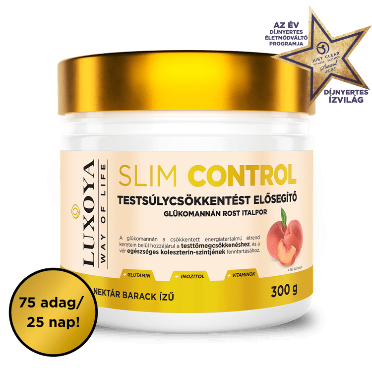 Slim Control - Testsúlycsökkentést elősegítő glükomannán rost italpor – Barack Nektár ízű - 300g