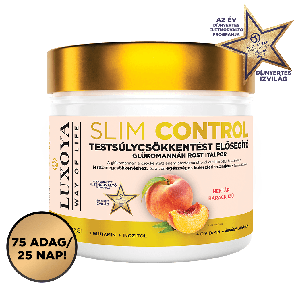 Slim Control - Testsúlycsökkentést elősegítő glükomannán rost italpor – Barack Nektár ízű - 300g