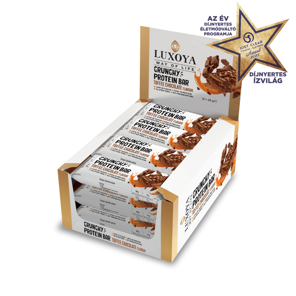 CRUNCHY PROTEIN BAR - ROPPANÓS FEHÉRJE SZELET 12x45g - Karamella Csokoládé ízű