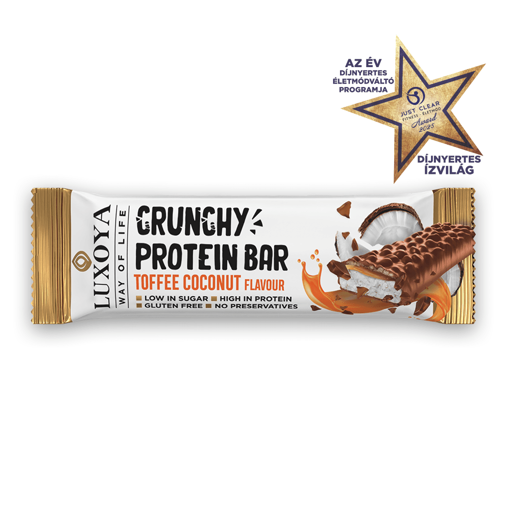 CRUNCHY PROTEIN BAR - ROPPANÓS FEHÉRJESZELET 45g - Karamella Kókusz ízű