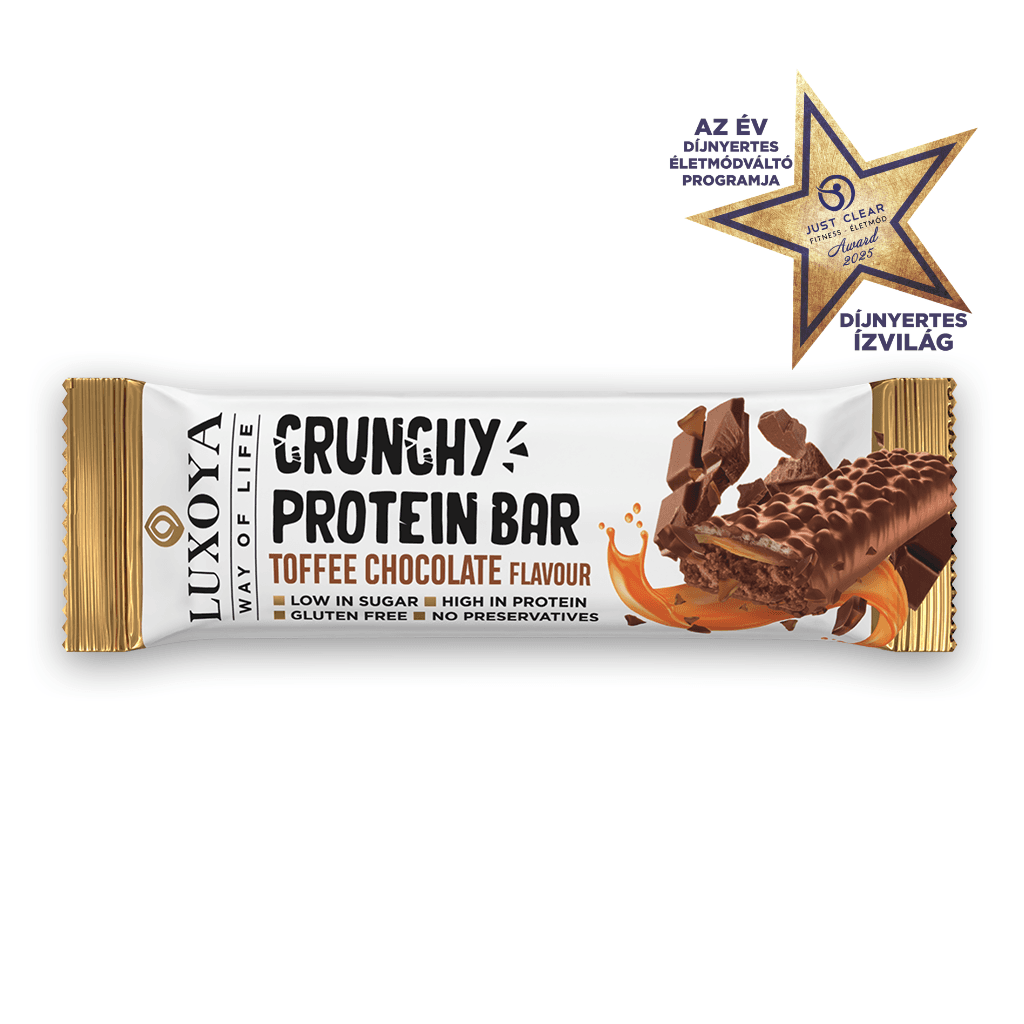 CRUNCHY PROTEIN BAR - ROPPANÓS FEHÉRJESZELET 45g - Karamella Csokoládé ízű