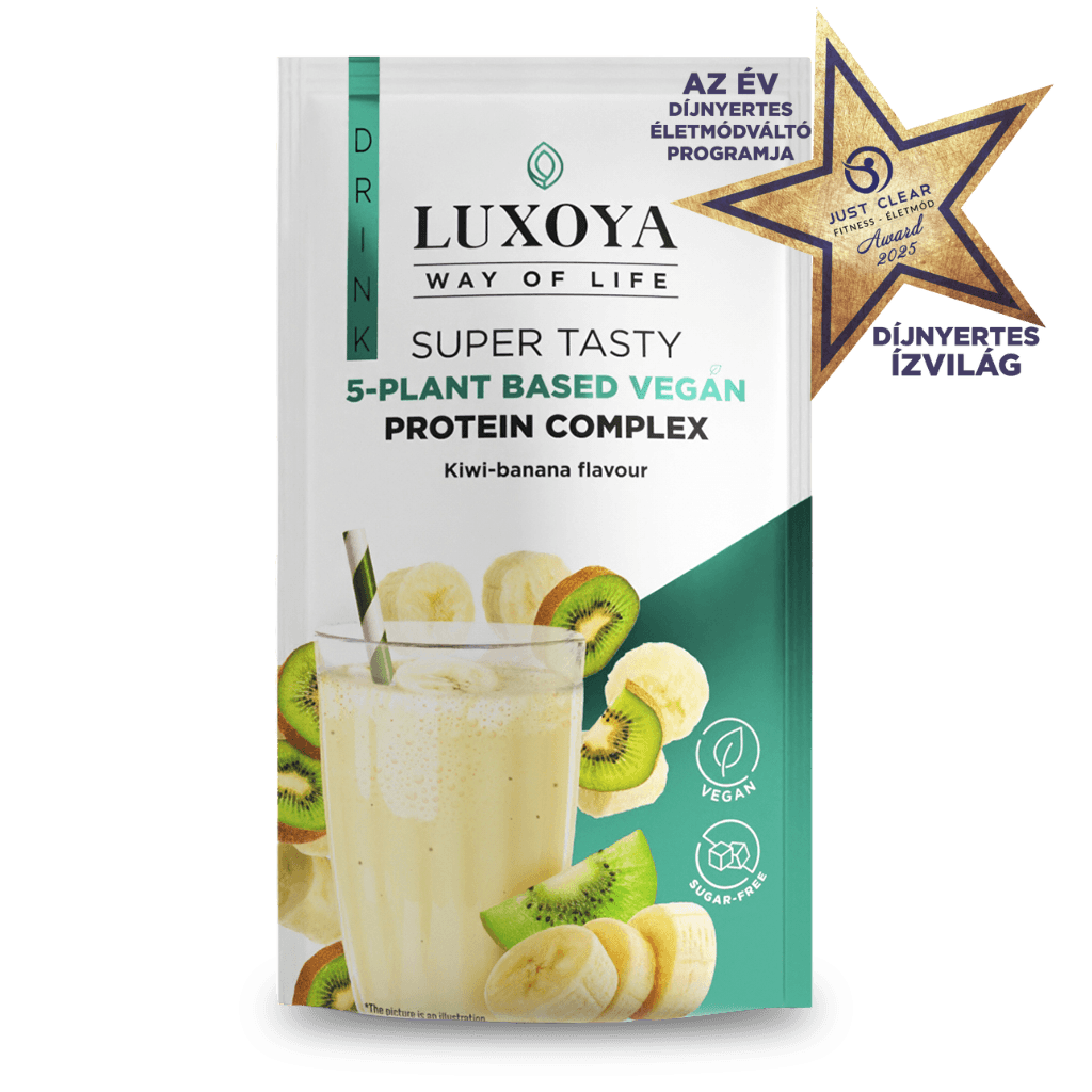 SUPER TASTY 5-PLANT BASED VEGAN PROTEIN COMPLEX - 5 FÉLE NÖVÉNYI FEHÉRJEFORRÁST TARTALMAZÓ VEGÁN FEHÉRJE ITALPOR 30 g - Kivi-banán ízű