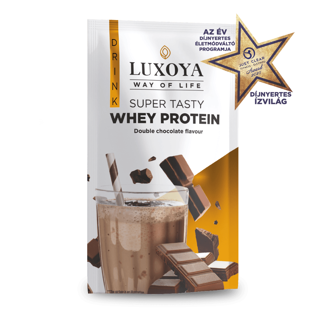SUPER TASTY WHEY PROTEIN - PRÉMIUM FEHÉRJE ITALPOR 30 g - Dupla csokoládé ízű - VALÓDI CSOKIDARABOKKAL!