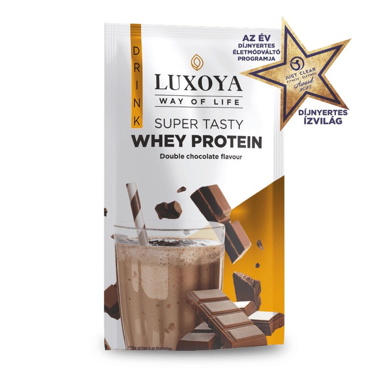 SUPER TASTY WHEY PROTEIN - PRÉMIUM TEJSAVÓ FEHÉRJE ITALPOR 30 g - Dupla csokoládé ízű - VALÓDI CSOKIDARABOKKAL!