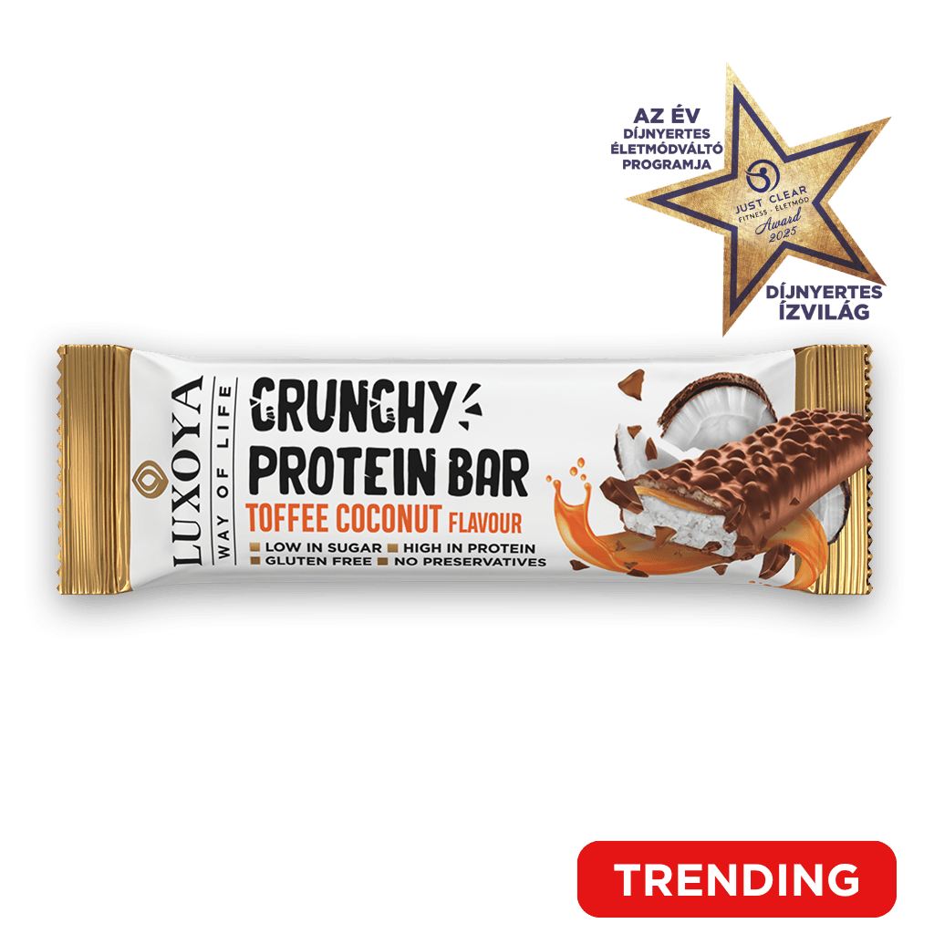 CRUNCHY PROTEIN BAR - ROPPANÓS FEHÉRJESZELET 45g - Karamella Kókusz ízű