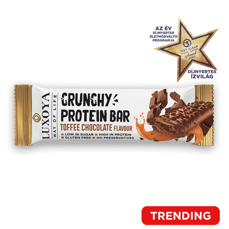 CRUNCHY PROTEIN BAR - ROPPANÓS FEHÉRJESZELET 45g - Karamella Csokoládé ízű