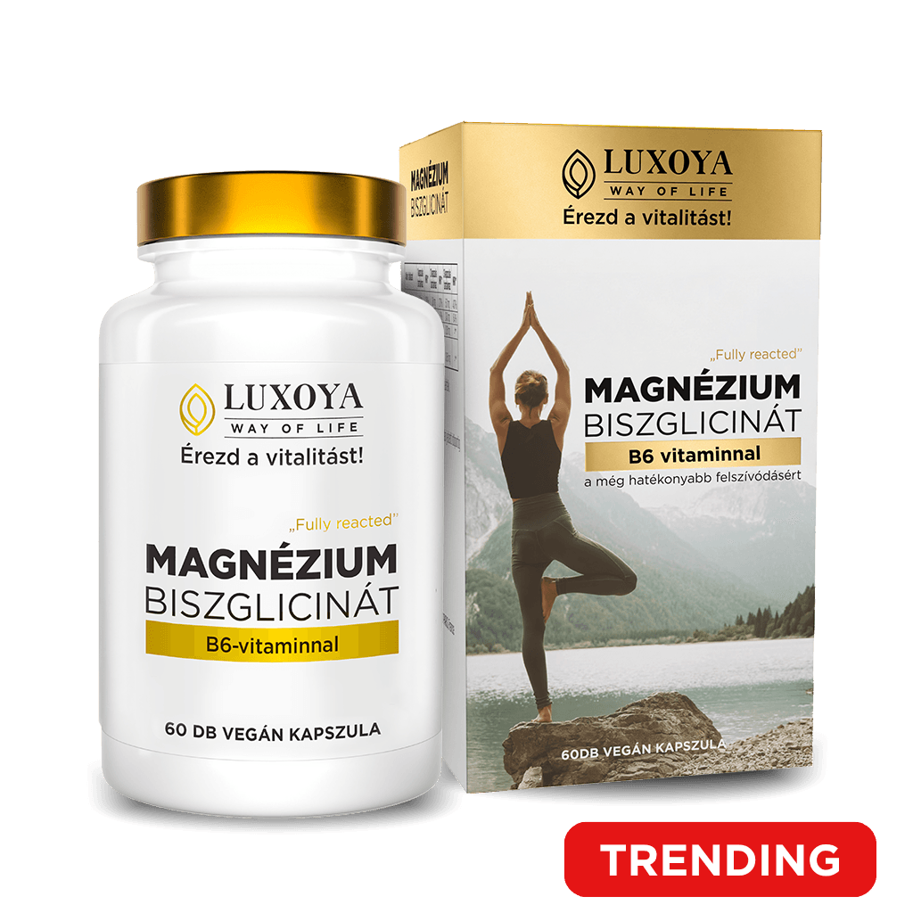 FULLY REACTED - MAGNÉZIUM BISZGLICINÁT -Magnéziumot, B6-vitamint, fekete bors kivonatot tartalmazó étrend-kiegészítő készítmény - 60db
