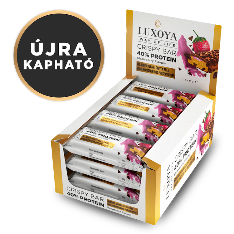 CRISPY BAR 40% PROTEIN ROPPANÓS FEHÉRJE SZELETEK 12x45 g - Eper ízű