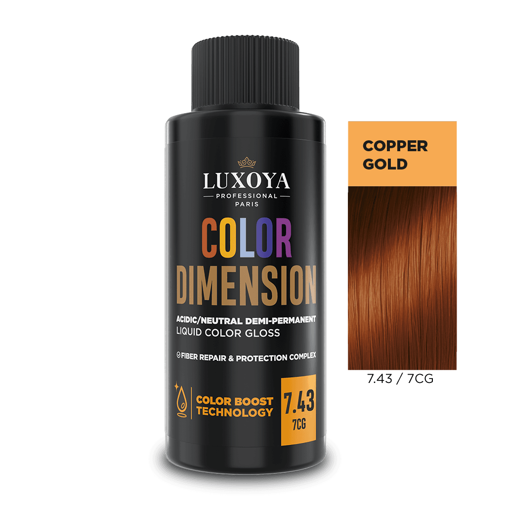 COLOR DIMENSION - Ápoló és ragyogást fokozó hajszínező 7.43/7CG - 60ml