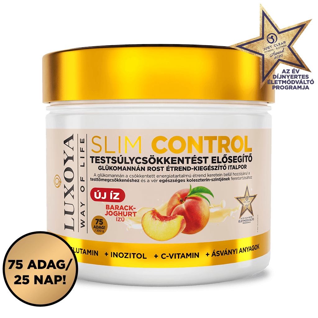 Slim Control - Testsúlycsökkentést elősegítő glükomannán rost italpor – Barack-Joghurt ízű - 300g