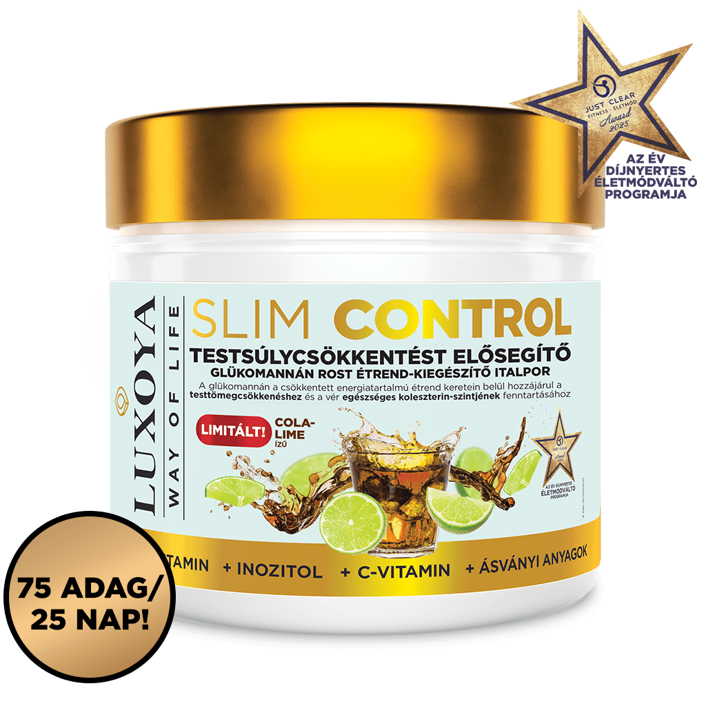 Slim Control - Testsúlycsökkentést elősegítő glükomannán rost italpor – Cola-Lime ízű - 300g