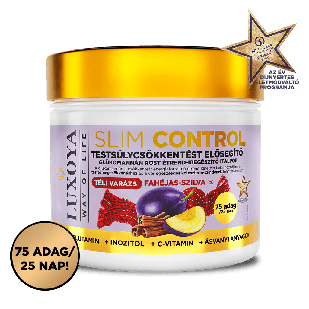 Slim Control - Testsúlycsökkentést elősegítő glükomannán rost italpor – Fahéjas-szilva ízű - 300g