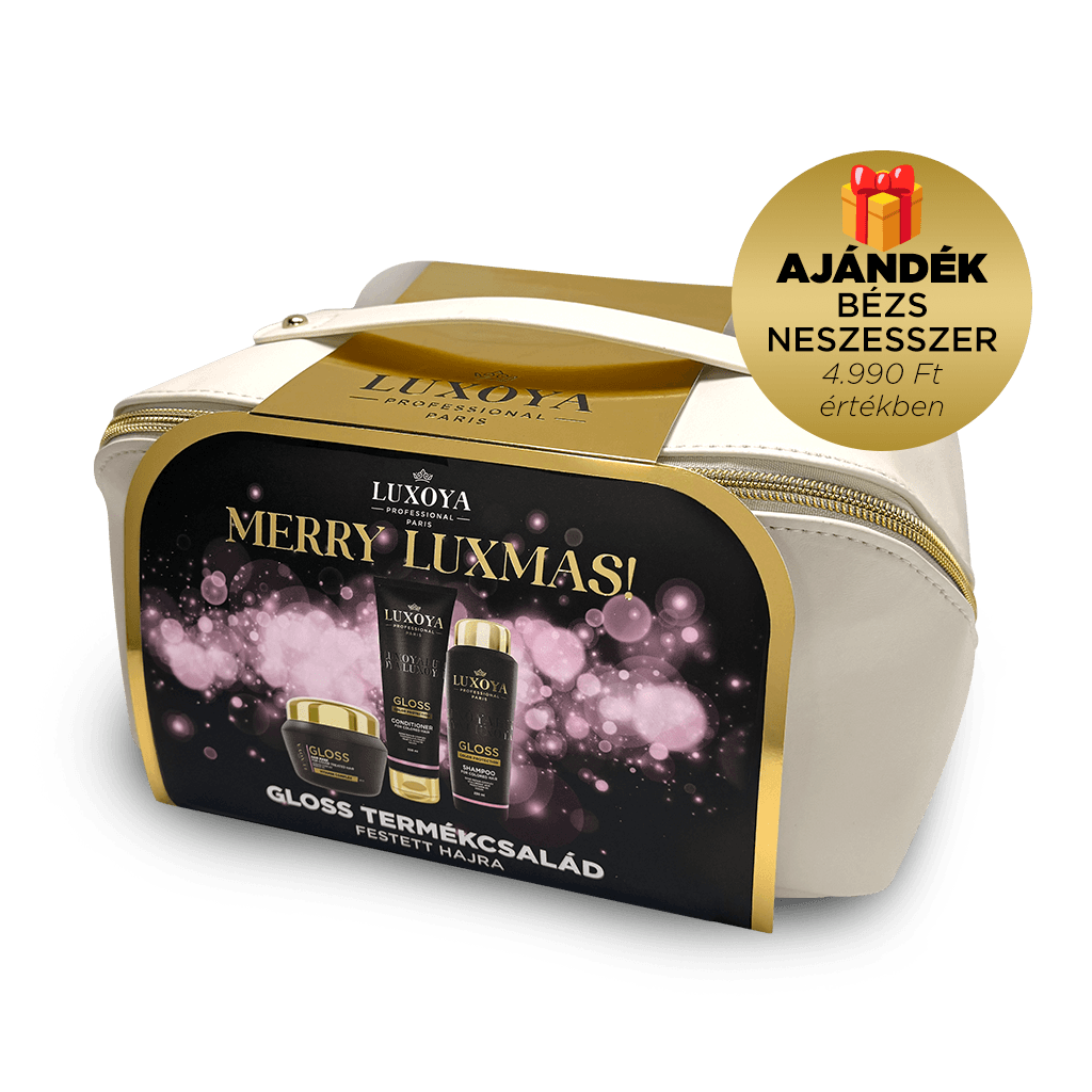 GLOSS Karácsonyi Ajándékcsomag + Ajándék Beige Neszesszer (festett hajra)