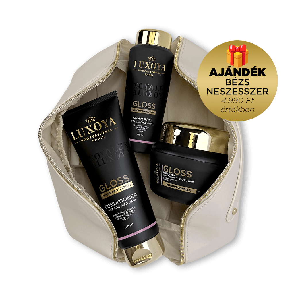 GLOSS Karácsonyi Ajándékcsomag + Ajándék Beige Neszesszer (festett hajra)