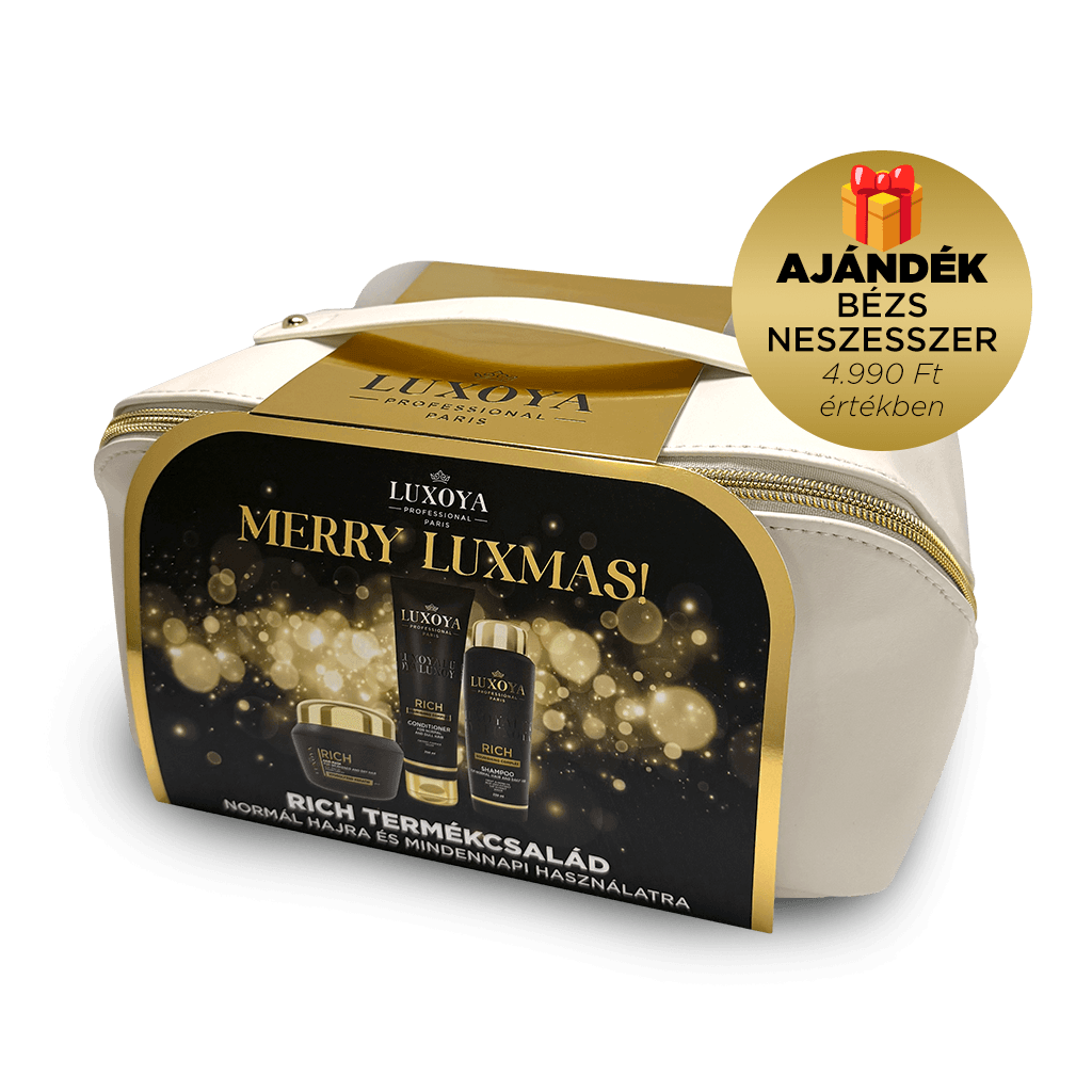 RICH Karácsonyi Ajándékcsomag + Ajándék Beige Neszesszer (normál hajra)