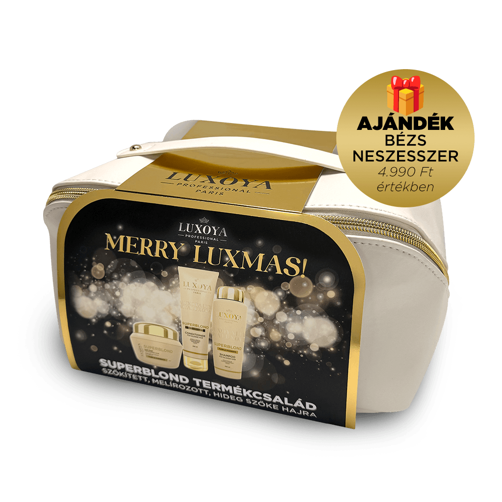 SuperBlond Karácsonyi Ajándékcsomag + Ajándék Beige Neszesszer (festett szőke hajra)