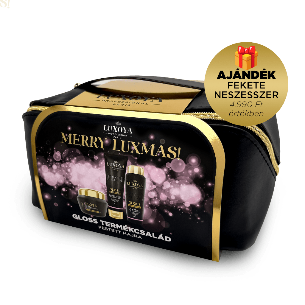 GLOSS Karácsonyi Ajándékcsomag + Ajándék Fekete Neszesszer (festett hajra)