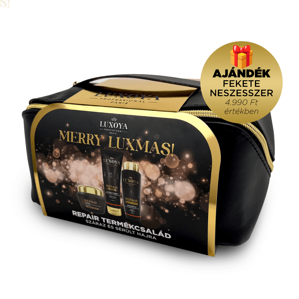 REPAIR Karácsonyi Ajándékcsomag + Ajándék Fekete Neszesszer (száraz és sérült hajra)