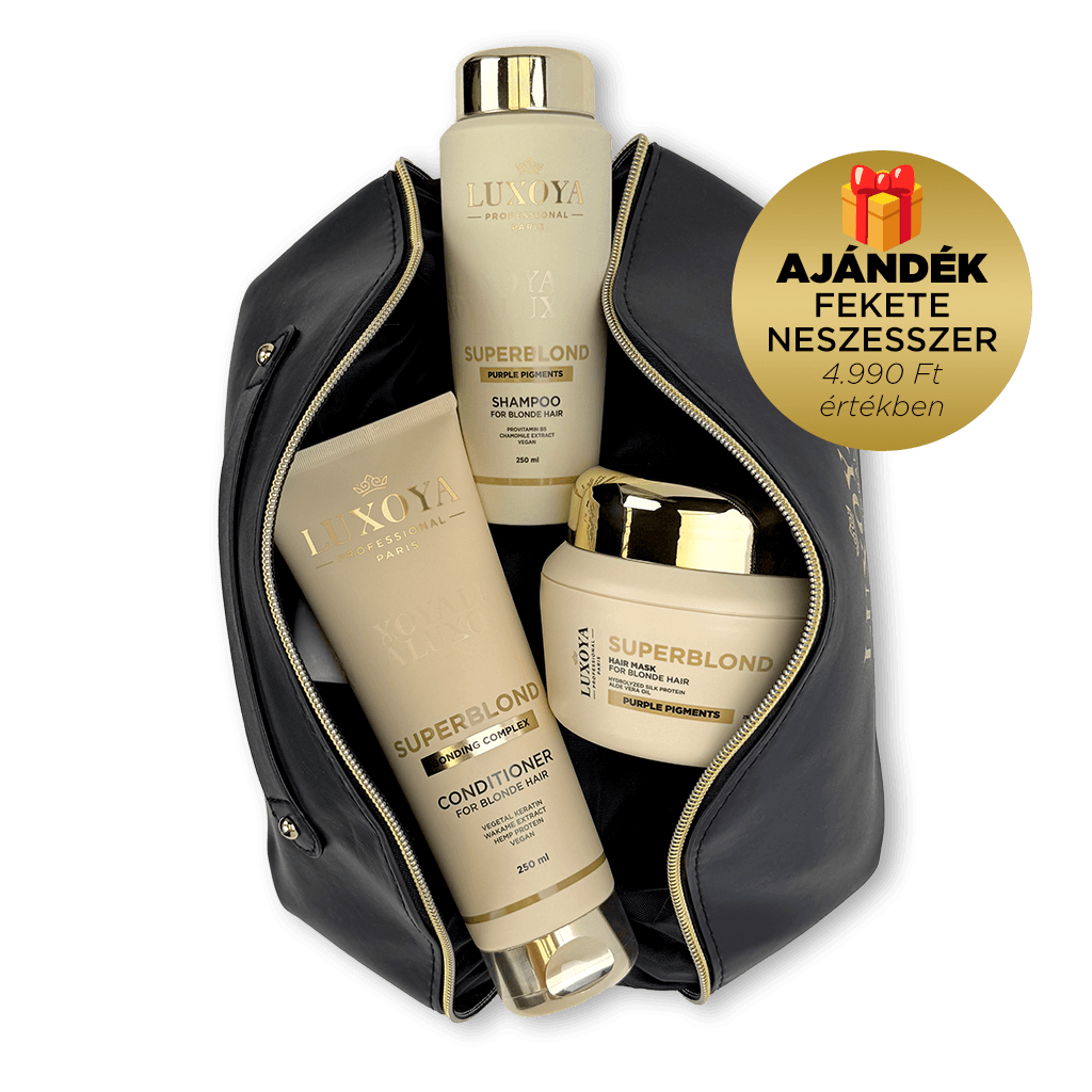 SuperBlond Karácsonyi Ajándékcsomag + Ajándék Fekete Neszesszer (festett szőke hajra)