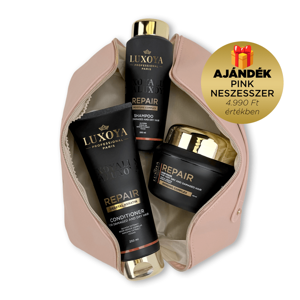 REPAIR Karácsonyi Ajándékcsomag + Ajándék Pink Neszesszer (száraz és sérült hajra)