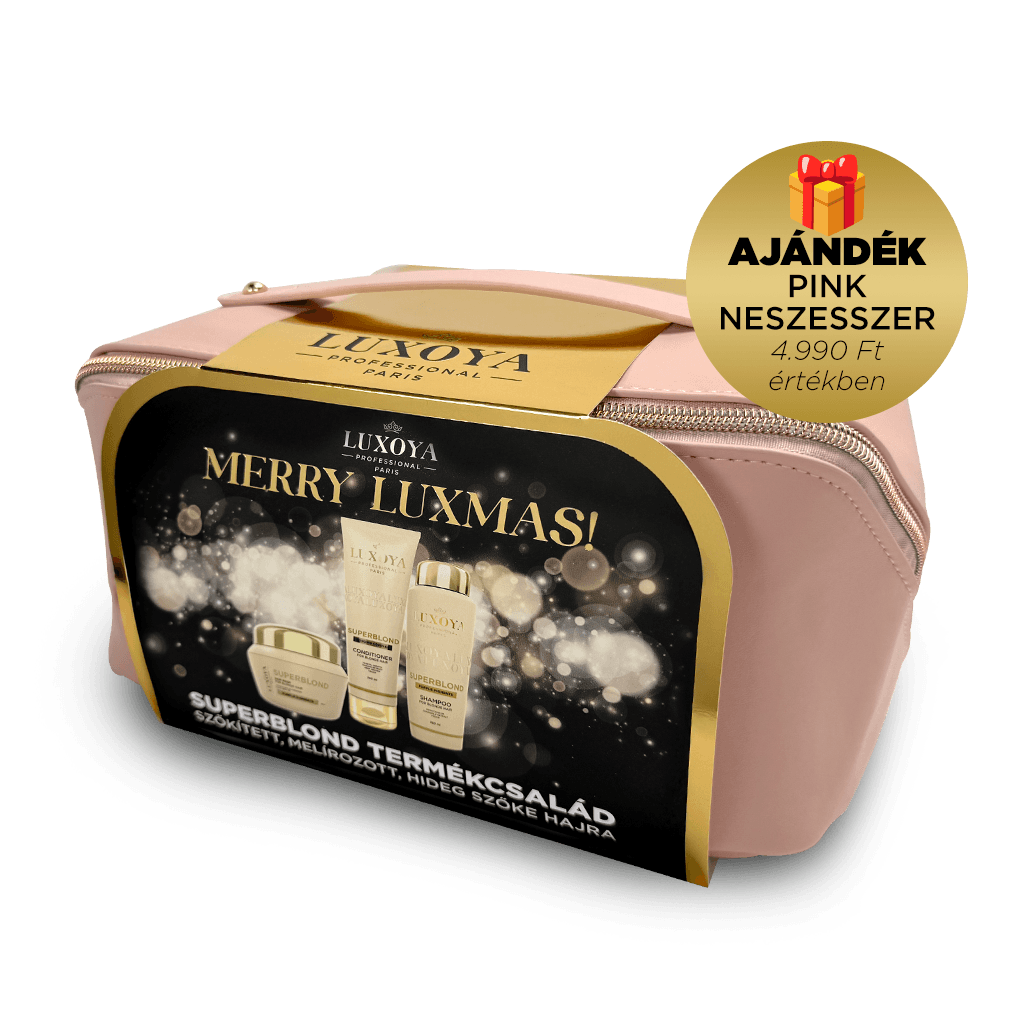 SuperBlond Karácsonyi Ajándékcsomag + Ajándék Pink Neszesszer (festett szőke hajra)