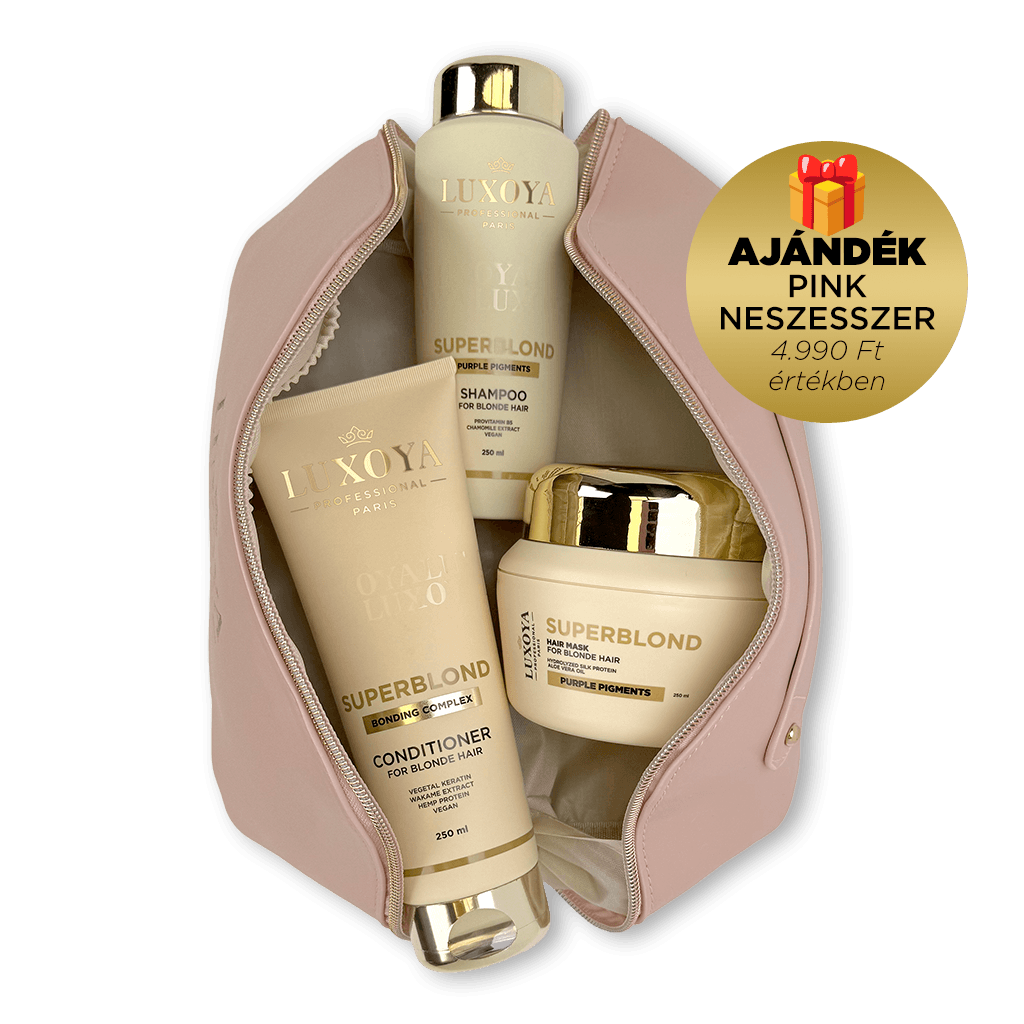 SuperBlond Karácsonyi Ajándékcsomag + Ajándék Pink Neszesszer (festett szőke hajra)