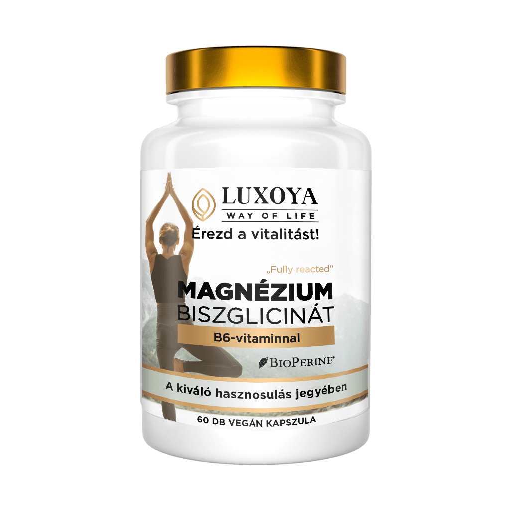FULLY REACTED - MAGNÉZIUM BISZGLICINÁT -Magnéziumot, B6-vitamint, fekete bors kivonatot tartalmazó étrend-kiegészítő készítmény - 60db