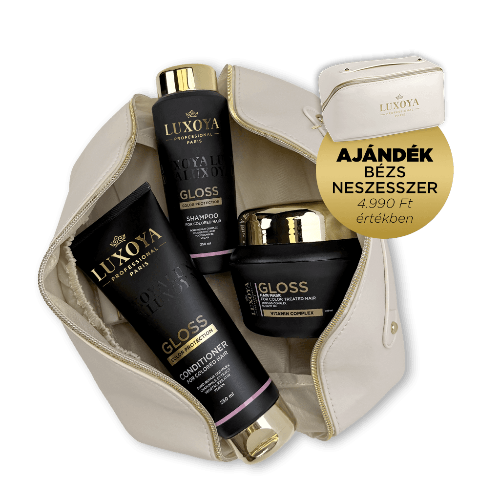 GLOSS Ajándékcsomag + Ajándék Beige Neszesszer (festett hajra)