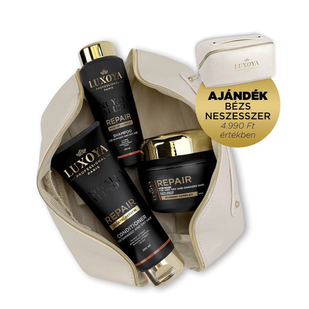 REPAIR Karácsonyi Ajándékcsomag + Ajándék Beige Neszesszer (száraz és sérült hajra)
