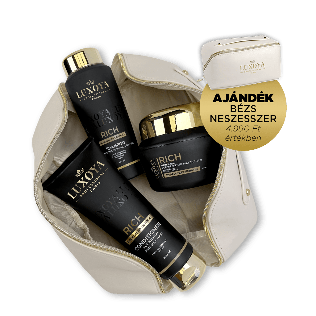 RICH Karácsonyi Ajándékcsomag + Ajándék Beige Neszesszer (normál hajra)