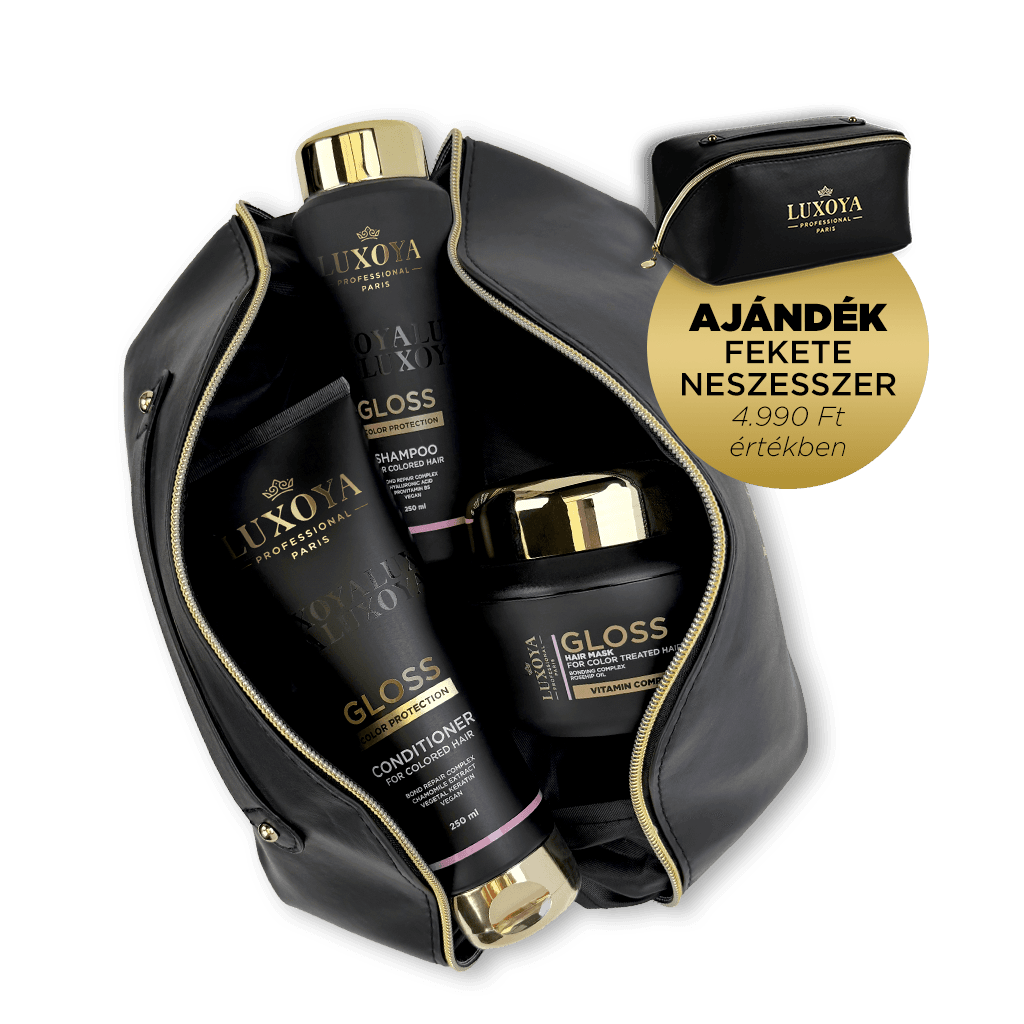 GLOSS Ajándékcsomag + Ajándék Fekete Neszesszer (festett hajra)