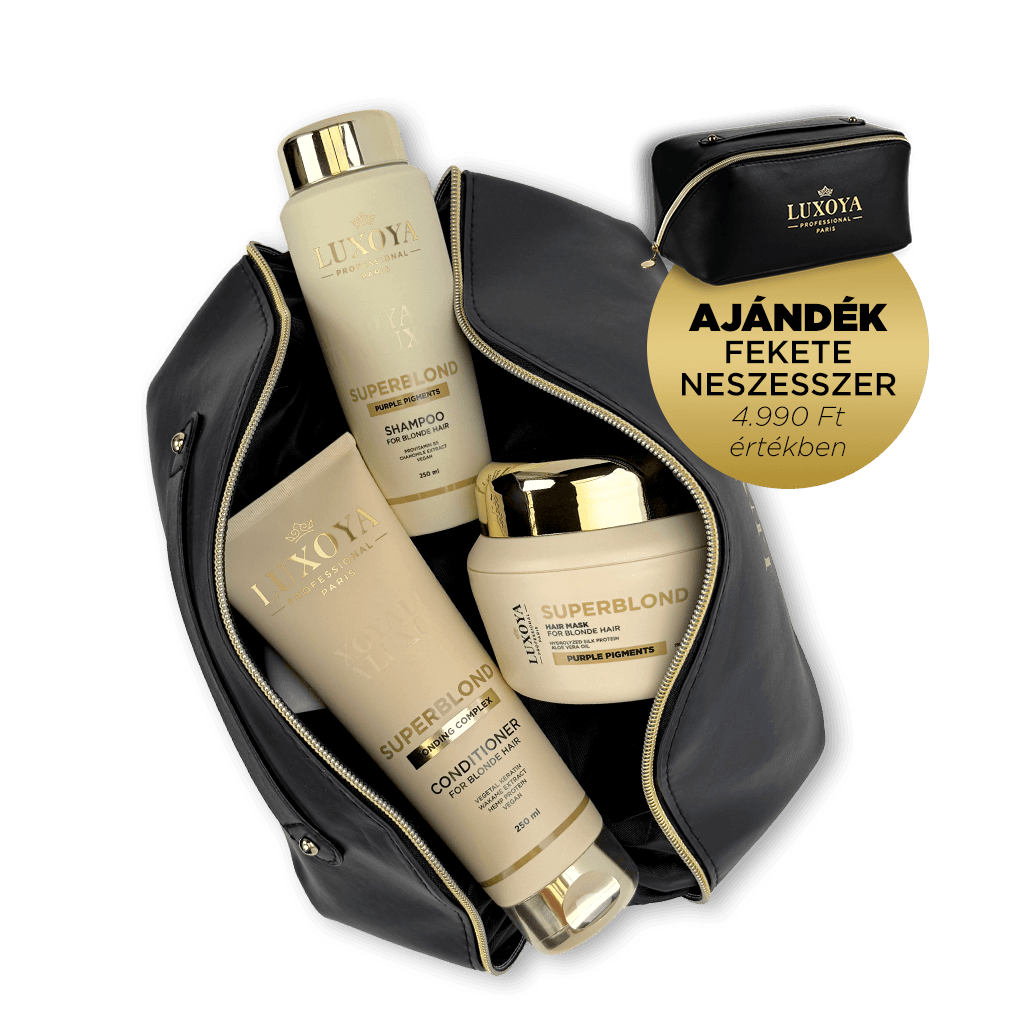 SuperBlond Karácsonyi Ajándékcsomag + Ajándék Fekete Neszesszer (festett szőke hajra)