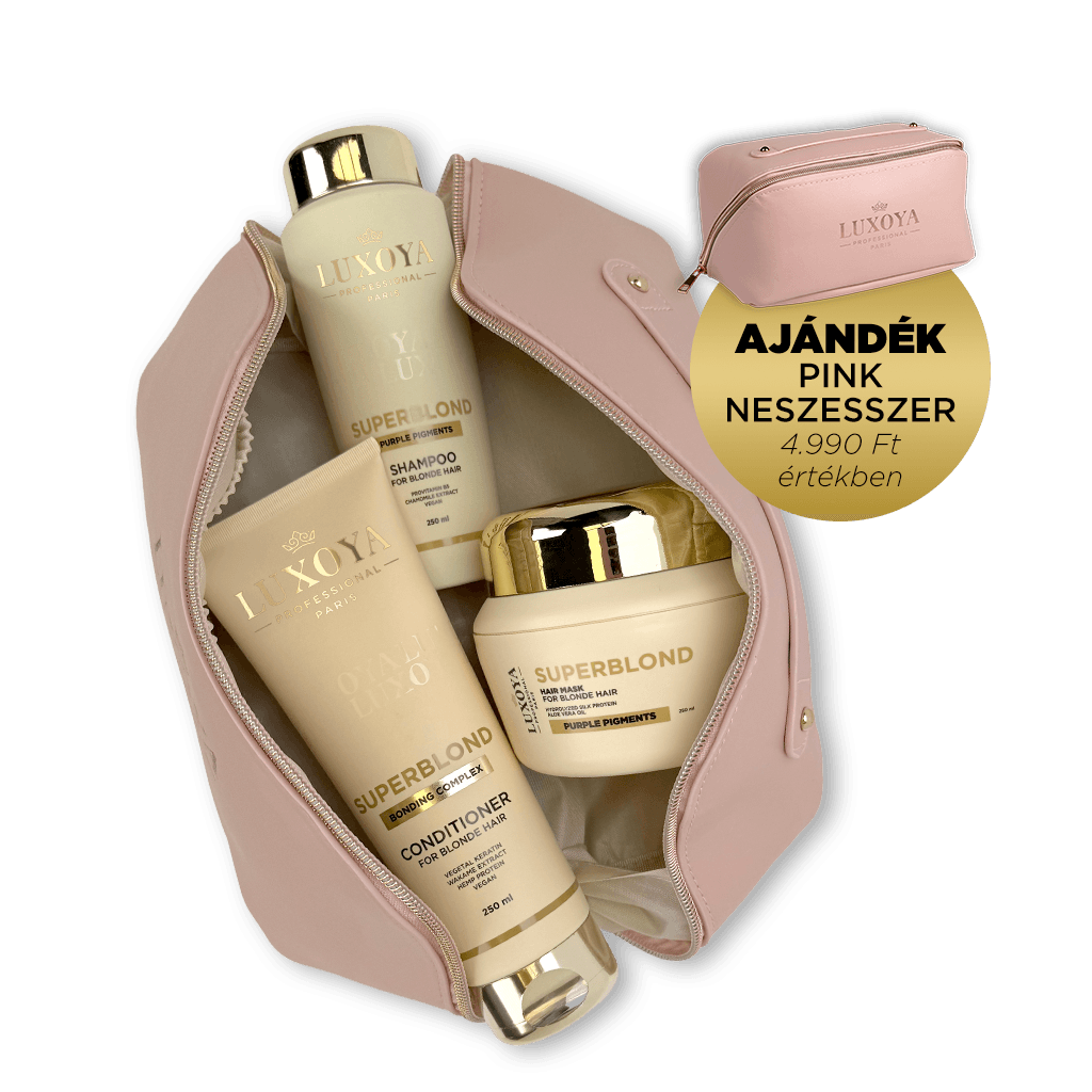 SuperBlond Karácsonyi Ajándékcsomag + Ajándék Pink Neszesszer (festett szőke hajra)