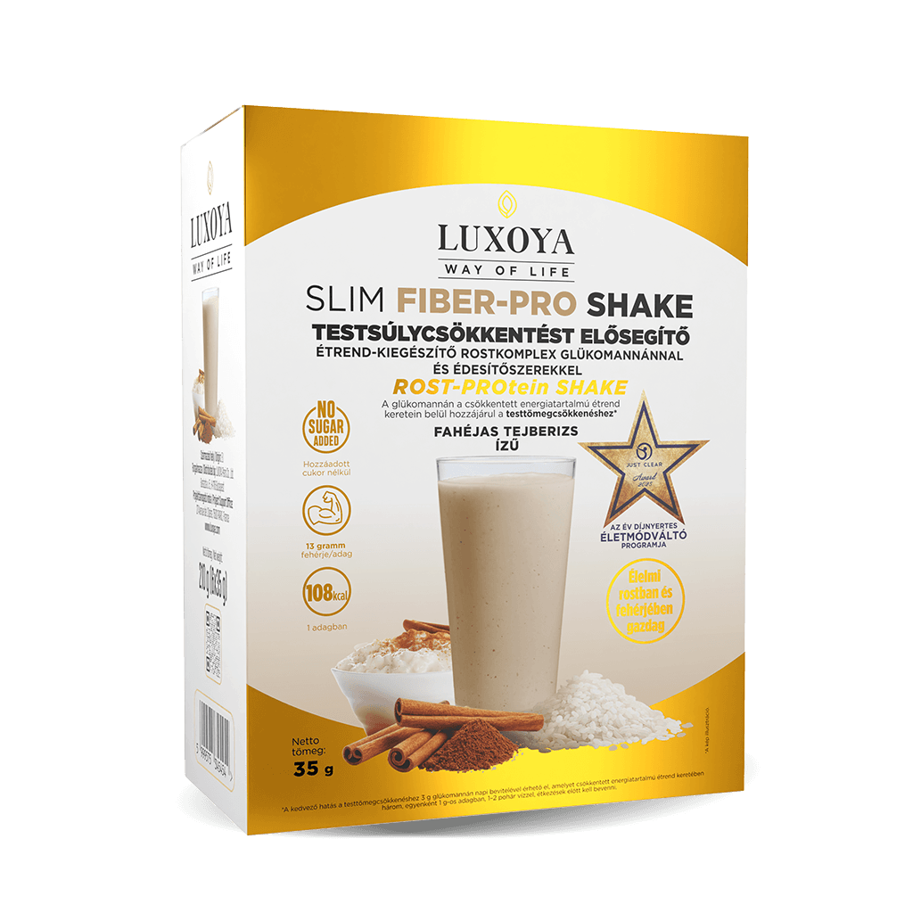 Slim Fiber-Pro Shake - Fahéjas tejberizs - Testsúlycsökkentést elősegítő étrend-kiegészítő rostkomplex glükomannánnal és édesítőszerekkel - 6x35g